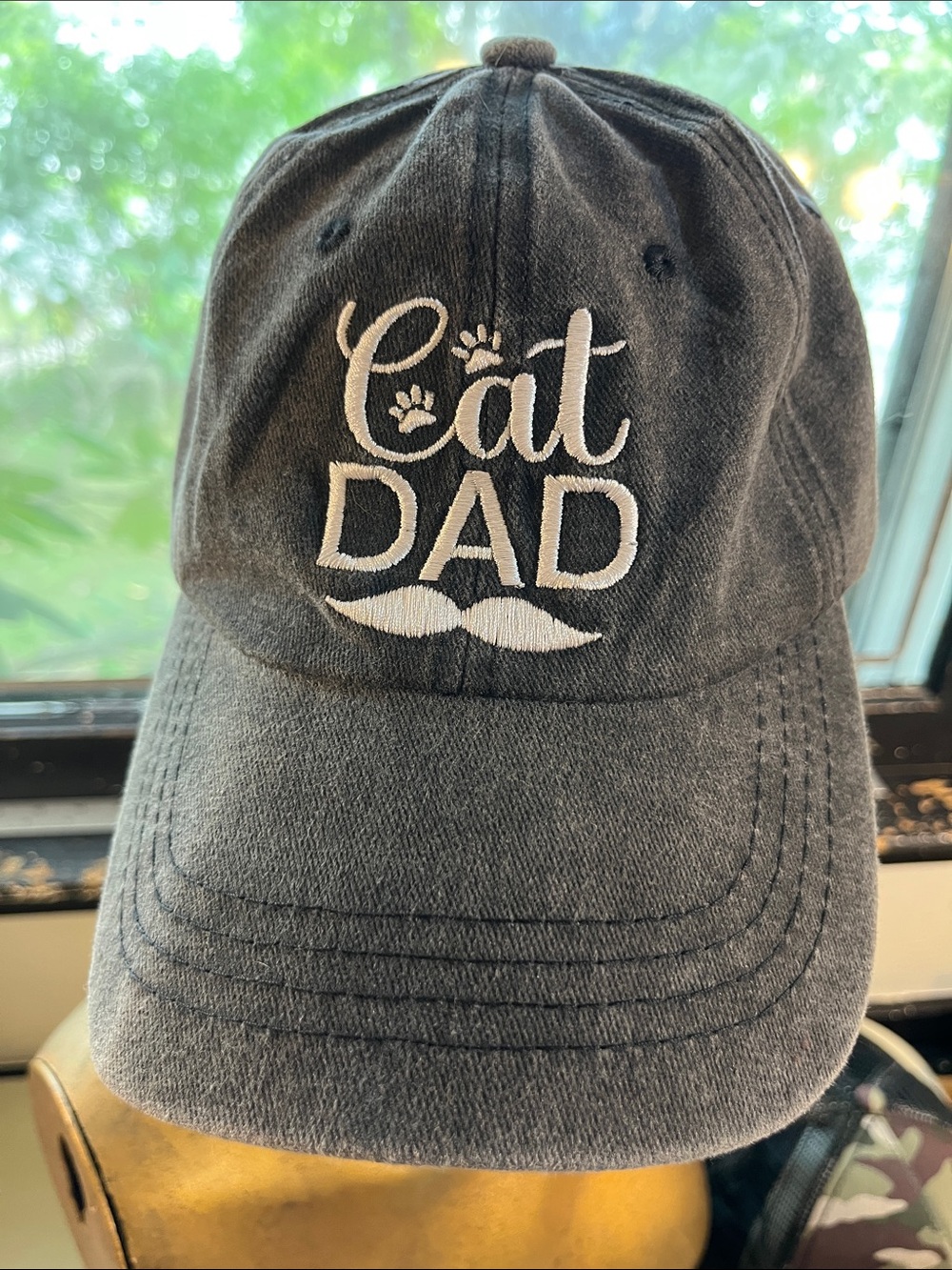 Cat Dad Embroidered Baseball Hat - Gray - Picture 1 of 3